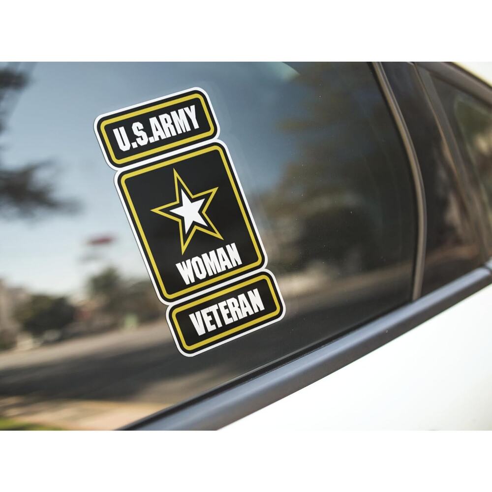 Proud Woman Veteran Military Star Vinyl Sticker Car Truck Window Decal